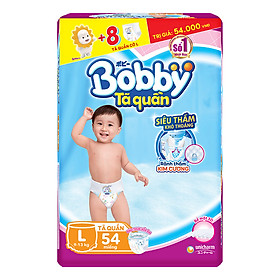 Tã Quần Bobby Gói Siêu Lớn L54 (54 Miếng) + 8 Miếng Cùng Size