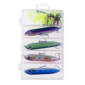 27Pcs/Box Sea Fishing Lures Hard Floating Baits Pencil Lures Kit Treble Hook