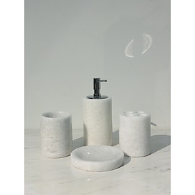 Bộ phụ kiện phòng tắm 4 món đá trắng loại 1 -Đá marble tự nhiên