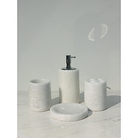 Mua Bộ phụ kiện phòng tắm 4 món đá trắng loại 1 -Đá marble tự nhiên