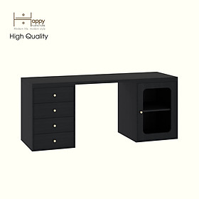 HAPPY FURNITURE , Bàn làm việc 4 ngăn kéo 1 cửa kính - NOAH , BAN_160 , 180cm x 59cm x 75cm DxRxC