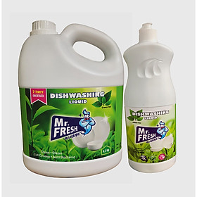 Combo 1 can Nước rửa bát đậm đặc Mr.fresh 4.2 l và 1 chai 800ml hương tra