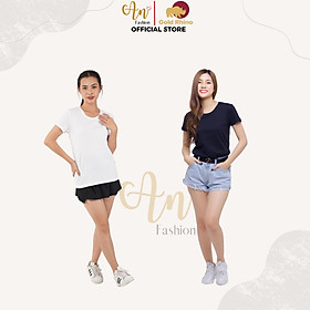 Áo Thun Nữ Cổ Tròn Màu TRẮNG, ĐEN - 100% Cotton Cao Cấp, Kháng Khuẩn