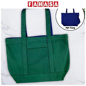 Túi Vải Tote 2 In 1 Phối 2 Màu - Saigon ZeroWaste - Màu Xanh Lá + Xanh Dương