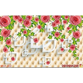 Mua Tranh dán tường 3d giàn hoa hồng leo tường (size to khổ 1 2m)