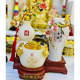 Bát tụ bảo ngọc onyx RỒNG VIỆT, Chậu vàng phong thủy kích tài lộc đặt ban thần tài - Trắng