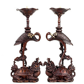 Mua Đôi hạc thờ đúc nổi 3d bằng đồng thau cỡ trung màu nâu hun đồ thờ phụng cao cấp Hồng Thắng