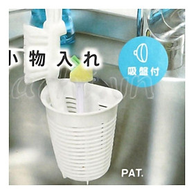 Combo Giá để giẻ rửa bát hình rổ dáng sâu màu trắng + Set 5 miếng xốp rửa bát bọc lưới nội địa Nhật Bản