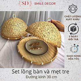 Set lồng bàn và mẹt tre Smile Decor 30 cm vintage, mộc mạc, dễ thương - Bamboo tray and cover 30 cm vintage style