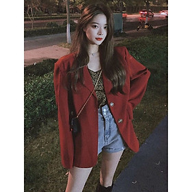 Áo khoác Blazer nữ ulzzang Màu Đỏ sang chảnh