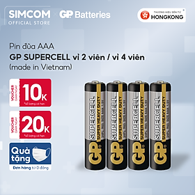 Pin đũa GP Supercell AAA 1.5V (2 viên),Pin AAA GP,Pin chuột máy tính,Pin điều hoà,Pin điều khiển quạt,Pin điều khiển tivi,Pin sử dụng cho các thiết bị nhỏ,Pin đồng hồ treo tường,Pin đồ chơi điện tử trẻ em