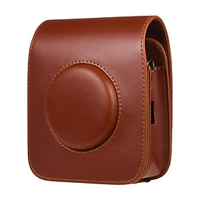 Túi đựng máy ảnh da PU cầm tay có dây đeo vai tương thích với máy ảnh Fujifilm Fuji Instax SQ20-Màu nâu