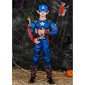Trang Phục Đội Trưởng Mỹ Captain America Dành Cho Trẻ Em Kèm Mặt Nạ