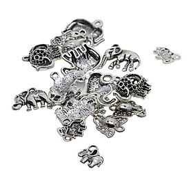20 Lovely Elephant Charms - Antique Silver Plated Pendants Jewelry Craft DIY
