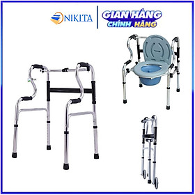 Khung tập đi cho người lớn tuổi, cần phục hồi chức năng, chắc chắn, an toàn, gấp gọn dễ di chuyển, chính hãng Nikita