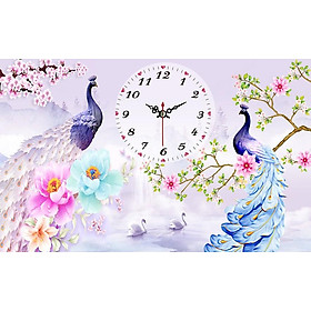 Mua Tranh đính đá đồng hồ chim công LV533 75 x 50 cm chưa đính