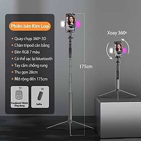 Gậy chụp hình quay video Cyke A21S phiên bản hợp kim chắc chắn, mở rộng đến 175cm, đèn RGB tạo khung nền, trục cardan xoay 3D tự do, hàng nhập khẩu