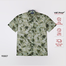 Áo Sơ Mi Nam Ngắn Tay VIỆT PHÁP Form Luxury Chất liệu Bambo In Bông lịch lãm, sang trọng 95507