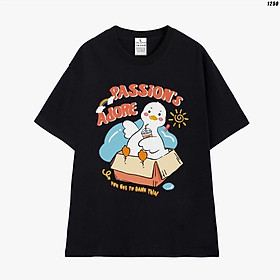 Cao cấp - Áo thun tay lỡ unisex nam nữ oversize in hình Vịt vui nhộn