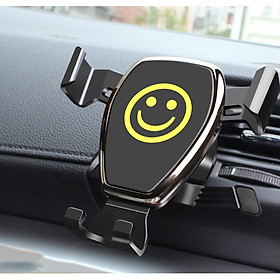 Kẹp điện thoại ô tô nền icon mặt cười có khe sạc gắn trực tiếp vào khe gió của điều hòa xe hơi xoay 360 độ