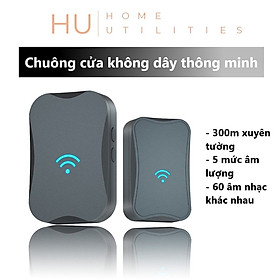 Chuông cửa không dây khoảng cách 300m xuyên tường, chống nước, 60 kiểu nhạc chuông - Home Utilities