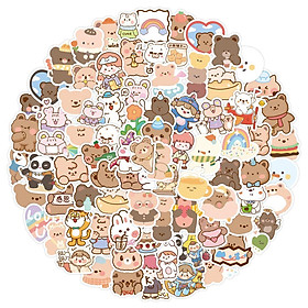 Sticker GẤU DỄ THƯƠNG hoạt hình cute trang trí mũ bảo hiểm,guitar,ukulele,điện thoại,sổ tay,laptop-mẫu S128