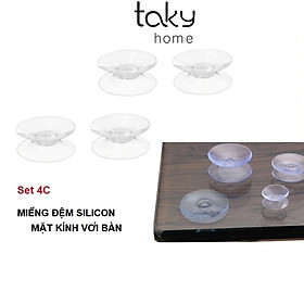 Mua Set 4 Miếng Đệm Silicon Lót Kính Mặt Bàn Nhỏ Gọn  Đệm Kê Giữ Kính và Mặt Bàn  Chống Xê Dịch Và Trơn Trượt Mặt Kính. TakyHome 5507