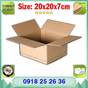  20 Hộp Carton, KT: 20x20x7cm, Hộp carton, Thùng carton, Hộp đóng hàng, Thùng đóng hàng, Hộp carton 3 lớp...