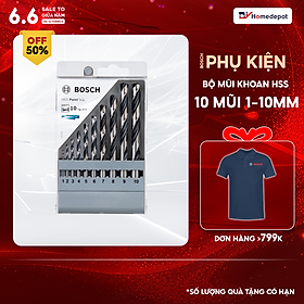 Bộ 10 mũi khoan sắt bosch hss pointteq 2608577348