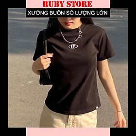 Áo Thun Baby Tee Thêu Logo W Chất Thun Tăm Form Đẹp  Áo Phông Tay Lỡ Dáng Vừa Hot Trend 2023 - Đen