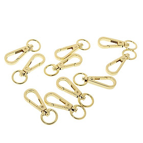 Pack of 10 Alloy Spring Snap Hook Clasps Keychain Key Ring Crafts Gold