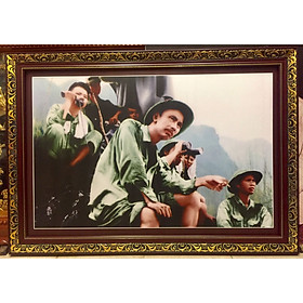 Tranh in dầu, bác hồ ở mặt trận đông khê 1950 - 7603-05