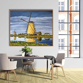 Mua Tranh canvas phong cách sơn dầu - Phong cảnh Cánh đồng cối xay gió - PC016