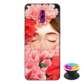 Ốp lưng điện thoại Oppo Reno hình Cô Gái Hoa Hồng tặng kèm giá đỡ điện thoại iCase xinh xắn - Hàng chính hãng