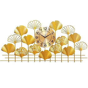 Đồng Hồ Treo Tường trang trí hoạ tiết Lá Ginkgo-KT 90X50CM-Decor tường phong cách mới rẻ,đẹp-quà trặng ý nghĩa-BH 5 NAM