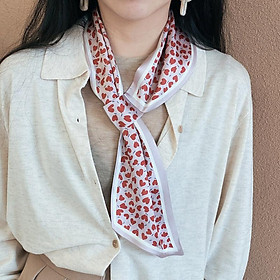 Khăn lụa đa năng quàng cổ và trang trí AKL27 trái tim - Tim đỏ