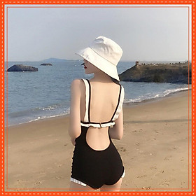 Bikini Đồ Bơi Một Mảnh Hàn Quốc Cao Cấp Phối Viền Sang Chảnh Chất Thun Gân Dày Dặn Co Giãn 4 Chiều Che Khuyết Điểm