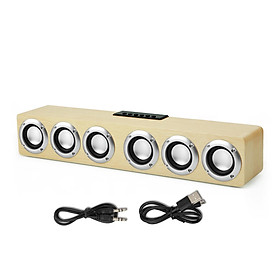 M1 Wooden Desk Speaker Bluetooth HiFi Music Player Wooden Sound Bar 20W Powerful Stereo Home Wireless Soundbar Speaker