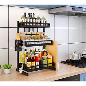 Mua Kể để gia vị dao thớt nhà bếp 3 tầng màu đen bằng thép không gỉ.
