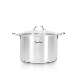 Hình ảnh Nồi Luộc Gà Inox 430 Bếp Từ 3 Đáy Goldsun Nắp Kính (30 cm)