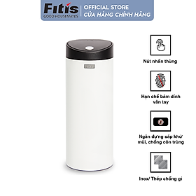 Mua Thùng rác inox FITIS nhấn tròn lớn RTL1-904 - trắng - 15L