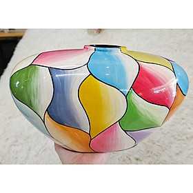 Mua Bình vẽ hoa vàng hút tài lộc Sơn Mài Cao Cấp Thanh Bình Lê size 15x30x17 cm Cắm Hoa  Trang Trí Kệ  Bàn Làm Việc Quà Tặng