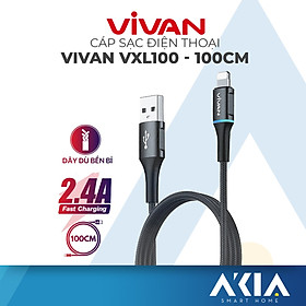 Cáp sạc và truyền dữ liệu VIVAN VXL100 1M 2.4A - Tương thích với các thiết bị Apple, sạc nhanh, Hàng chính hãng