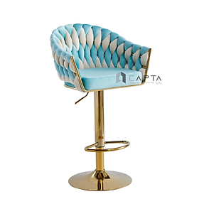 Mua Ghế quầy bar nệm vải nhung chân vàng CB2163B-F Nội thất Capta Ghế quầy lễ tân nệm vải nhung xám xanh dương chân vàng tăng giảm độ cao tại hcm