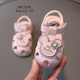 Dép sandal tập đi cho bé gái 0 - 24 tháng êm nhẹ đế su chống trơn trượt màu hồng hình thỏ dễ thương phong cách Hàn Quốc TD58