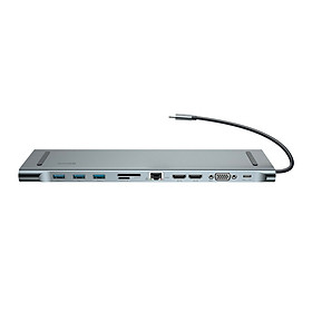Mua Cổng chuyển đa năng Baseus 11in1 USB Type-C HUB USB3.0/ Dual HDMI/TF/SD/RJ45/VGA/PD MacBook  Laptop  Tablet - Hàng nhập khẩu