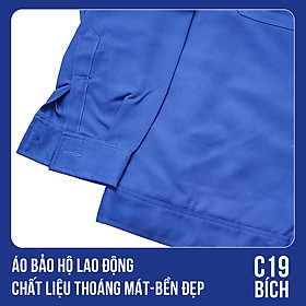 Áo bảo hộ lao động, chất liệu thoáng mát, bền đẹp - Mã C19 (Bích)  - 5 - 1 Áo