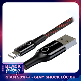 Dây Cáp sạc Lightning tự ngắt thông minh Baseus C Shape Light cho iPhone iPad (2.4A, Sạc nhanh, Sợi Carbon Siêu Bền, LED, Intelligent power-off) - Hàng Chính Hãng