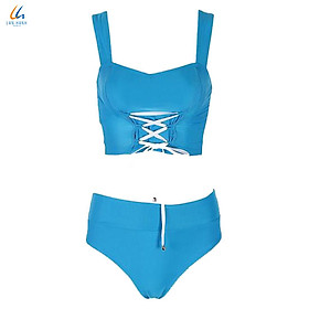 Bộ đồ bơi hai mảnh nữ Lan Hạnh áo hai dây quần sịp Xanh dương 20066-XD201