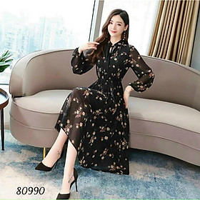 Đầm Hoa Lụa Có Lót Ngực Phối Dây Cổ Sang Trọng TH